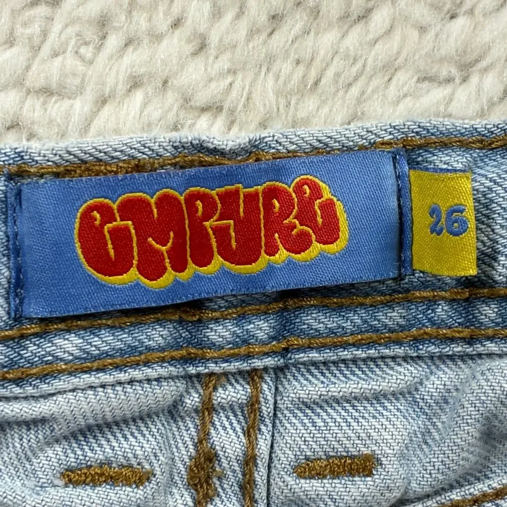 Empyre Straight Jeans Womens 26 Light Wash Baggy Low Rise Denim Skate Hip Hop